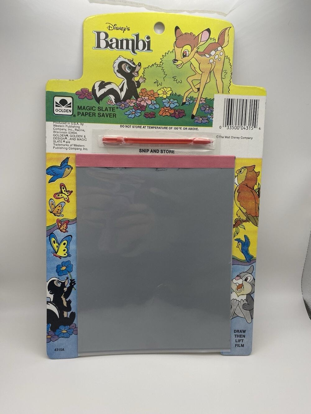 Vintage DISNEY BAMBI MAGIC SLATE PLUS Golden Paper Saver